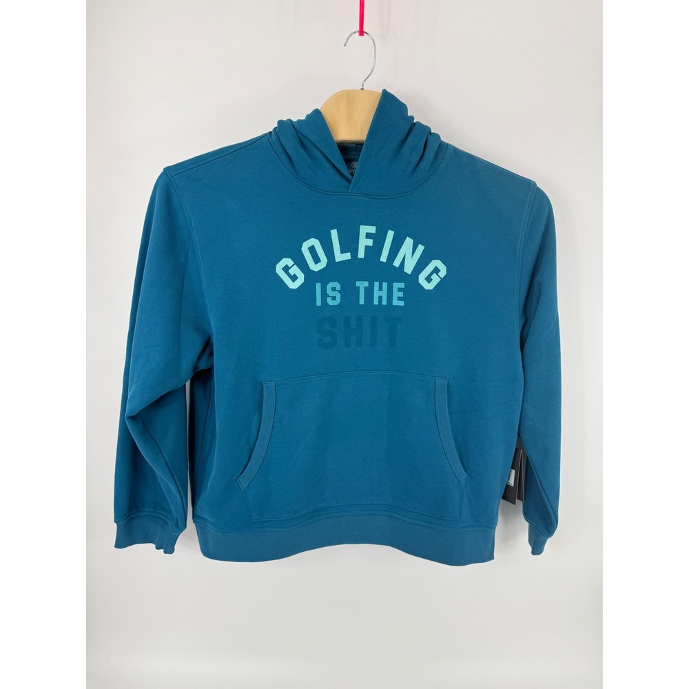 G/FORE Golfing Is The Sh*t Hoodie Petrol Blue G4MS23K420E‎ Mens Medium NWT